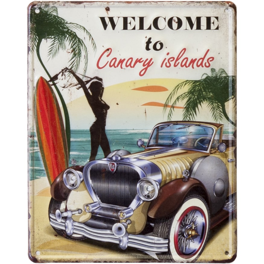 ブリキ看板 アンティーク CANARY ISLANDS エンボスプレート メタル レトロ アメリカン アメリカ雑貨