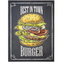 木製看板 ウッドボード ハンバーガー パネル アート レトロ アンティーク BEST IN TOWN BURGER