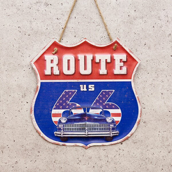 ブリキ看板 アンティーク ダイカット ROUTE66 エンボス レトロ 標識 アメリカ雑貨 アメリカン USA おしゃれ 人気 プレート ガレージ インテリア