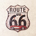 ブリキ看板 アンティークエンボスプレート ダイカット Route 66 世田谷ベース ガレージグッズ MP2018