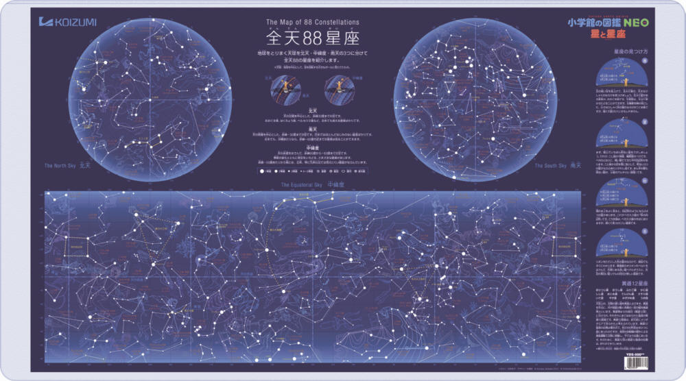 送料無料2024年度コイズミ　デスクマット星と星座YDS-685SU　蓄光加工で星座が光る両面クリア