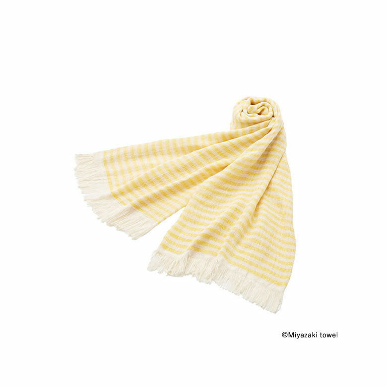 【エントリーでP10倍】 今治 宮崎タオル Imabari ボーダーマフラー イエロー