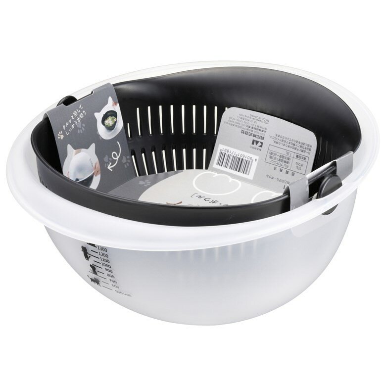 貝印 Nyammy ねこのザル・ボウル DF4701 ザル ボウル ボール 猫 ねこ ネコ 水切り サラダ お米 目盛 日本製 目盛 かわいい キャラクター プ...
