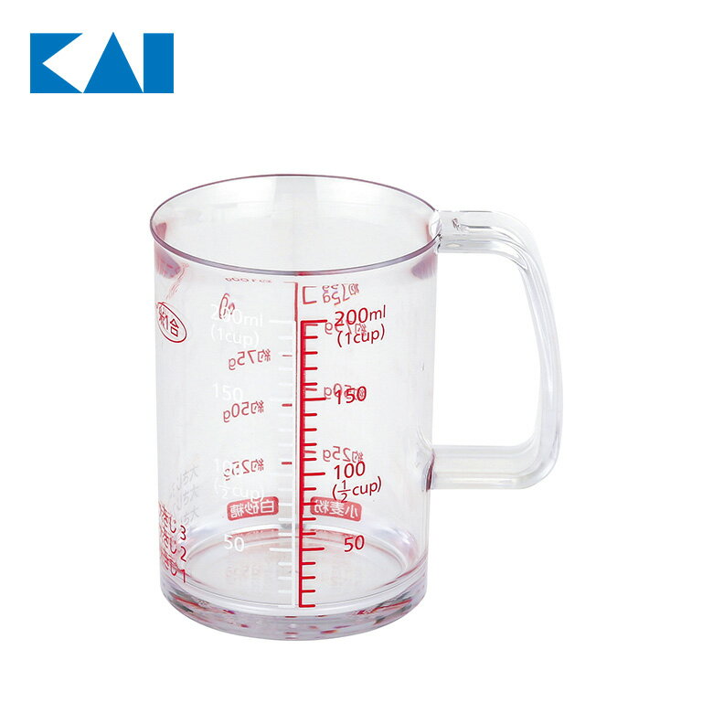 Kai Kitchen どこでも注げる耐熱計量カップ 200ml 食洗機 計量カップ 耐熱 100℃ 100度