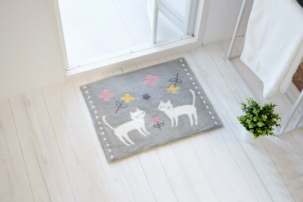 乾度良好ミネット48×60cm バスマット(ヘッター) グレー 抗菌 防臭 滑り止め 洗濯 洗える 吸水 速乾 お風呂マット 足ふきマット