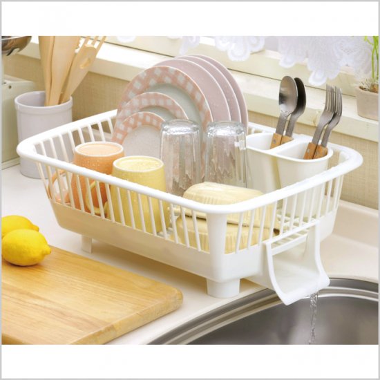 山研工業 ウォータースルートレーバスケット 横置きタイプ 水切りかご 水切り 水切りラック キッチン 皿立 シンク