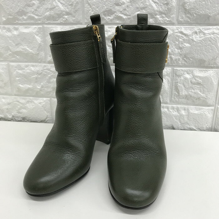 BALLY レザー ショートブーツ グリーン レディース サイズ35 1/2 [jgg]【中古】