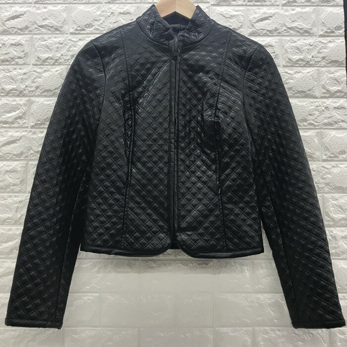 【中古】ARMANI EXCHENGE レディース キルティングブルゾン PUレザー ブラック 表記サイズ：S [jgg]