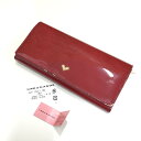 【中古】UNO KANDA 二つ折り長財布 ハート エナメル レザー レッド jgg