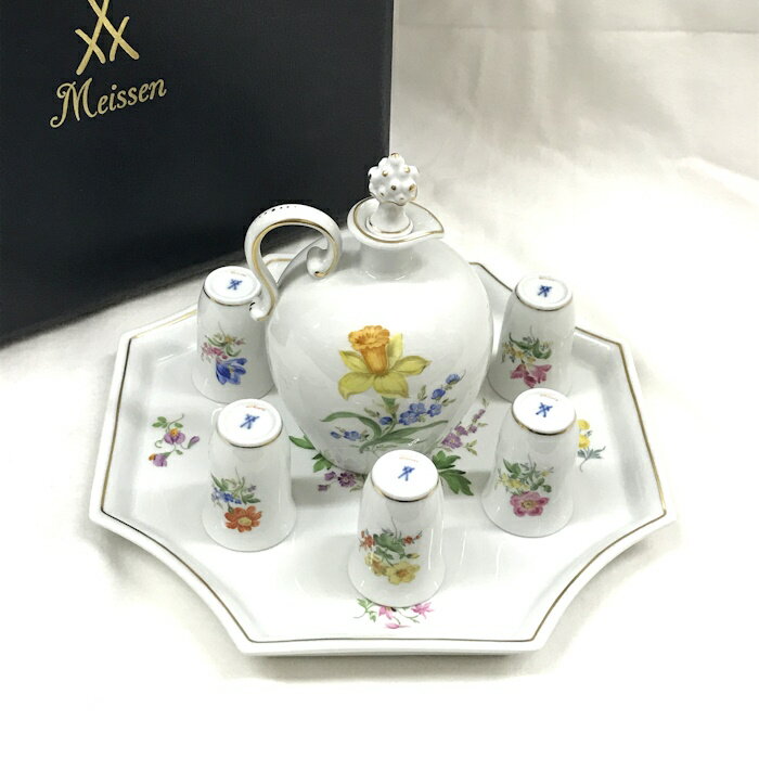 【中古】Meissen リキュールセット 6客セット 花柄 ホワイト [jgg]