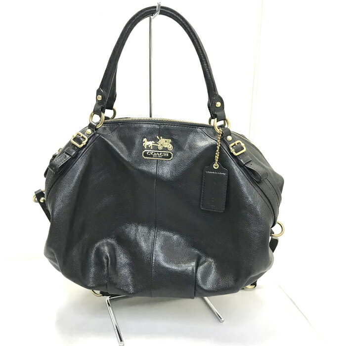 【中古】COACH 2WAY ハンドバッグ マディソン レザー ラージ ソフィア サッチェル ブラック 16261 jgg