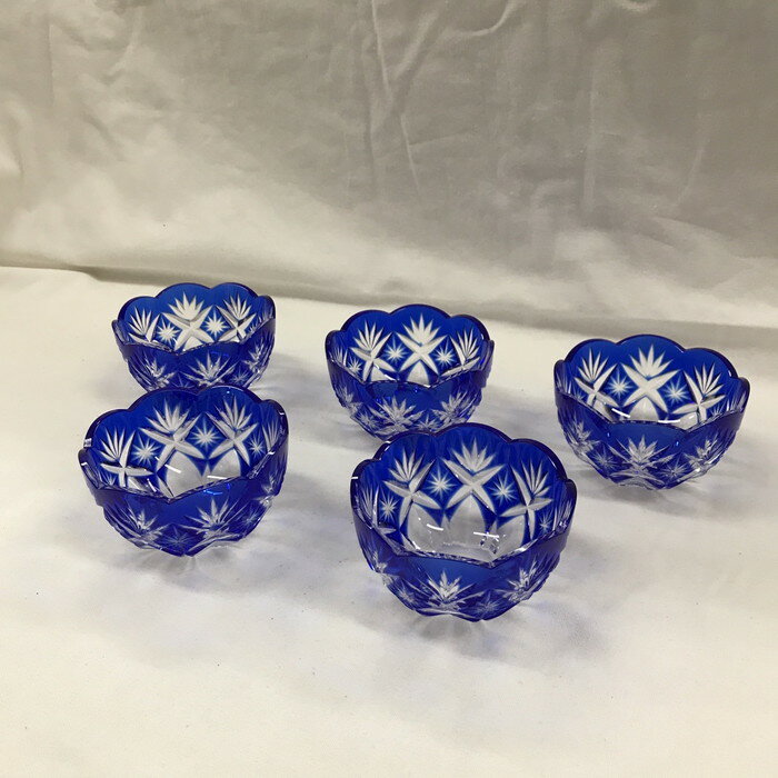 HOYA 剣袴菊紋色被切子 グラス 5個セット [jgg]【中古】