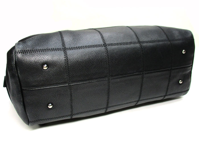 【中古】CHANEL チョコバー ハンドバッグ ミニボストンバッグ キャビアスキン ブラック