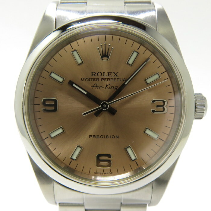 【中古】ROLEX エアキング 自動巻き SS ピンク文字盤 P番 14000M