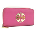 【中古】TORY BURCH ラウンドファスナー 長財布 レザー ピンク