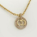 【中古】Christian Dior オーバルロゴ ネックレス ラインストーン メッキ ゴールド N1709CDLCY D29P