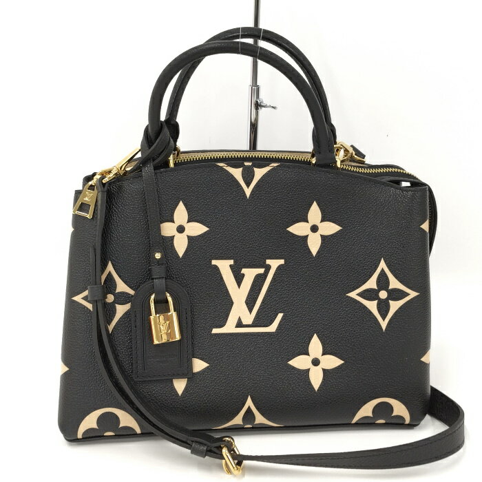 【中古】LOUIS VUITTON プティ パレ PM 2WAY ショルダーバッグ モノグラム アンプラント バイカラー ブラック M58913