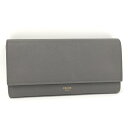 【中古】CELINE ラージ フラップウォレット レザー グレー 10B563BEL