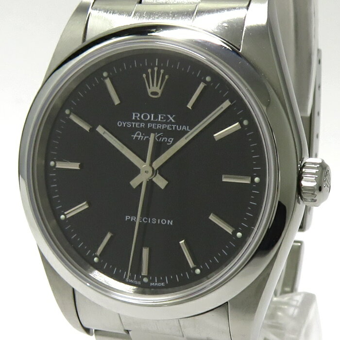 【中古】ROLEX エアキング 自動巻き SS ブラック文字盤 P番 14000