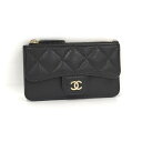 【中古】CHANEL クラシック ジップ カードケース 小銭入れ コインケース キャビアスキン ブラック AP2570