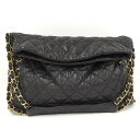 【中古】CHANEL チェーン ショルダーバッグ レザー ブラック