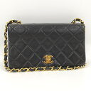 【中古】CHANEL ミニマトラッセ チェーンショルダーバッグ ココマーク レザー ブラック