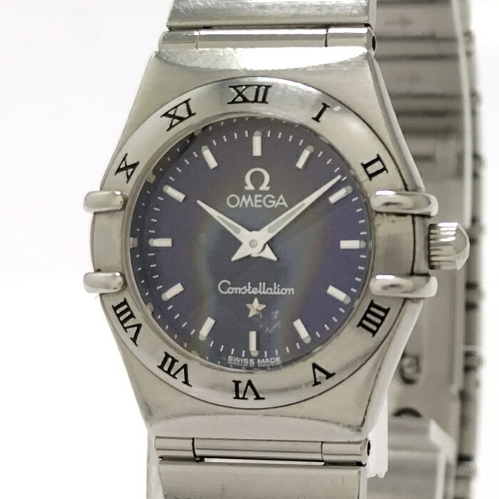 【中古】OMEGA コンステレーション ミニ レディース 腕時計 SS クオーツ ネイビー文字盤 1562.40