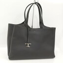 【中古】TOD'S トートバッグ ハンドバッグ Tタイムレス ロゴ レザー ブラック XBWAPAF 9300