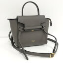 【中古】CELINE ミニ ピコ 2WAY ショルダーバッグ レザー グレー 19426