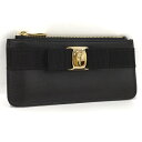 【中古】Salvatore Ferragamo コインケース ヴァラリボン レザー ブラック 22E010