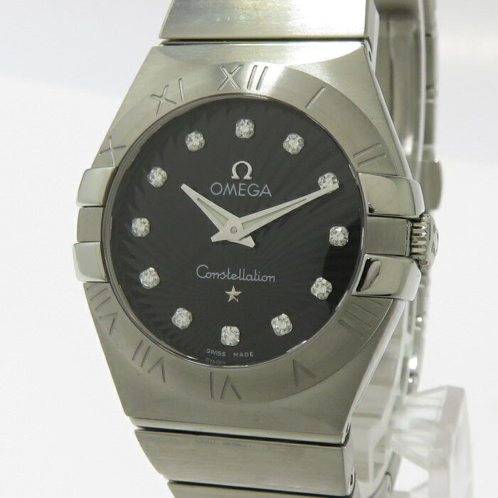 【中古】OMEGA コンステレーション ブラッシュクオーツ SS 12PD ブラック文字盤 123.10.27.60.51.001