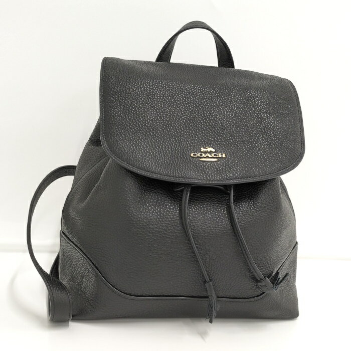 【中古】COACH バックパック リュックサック レザー ブラック F42645