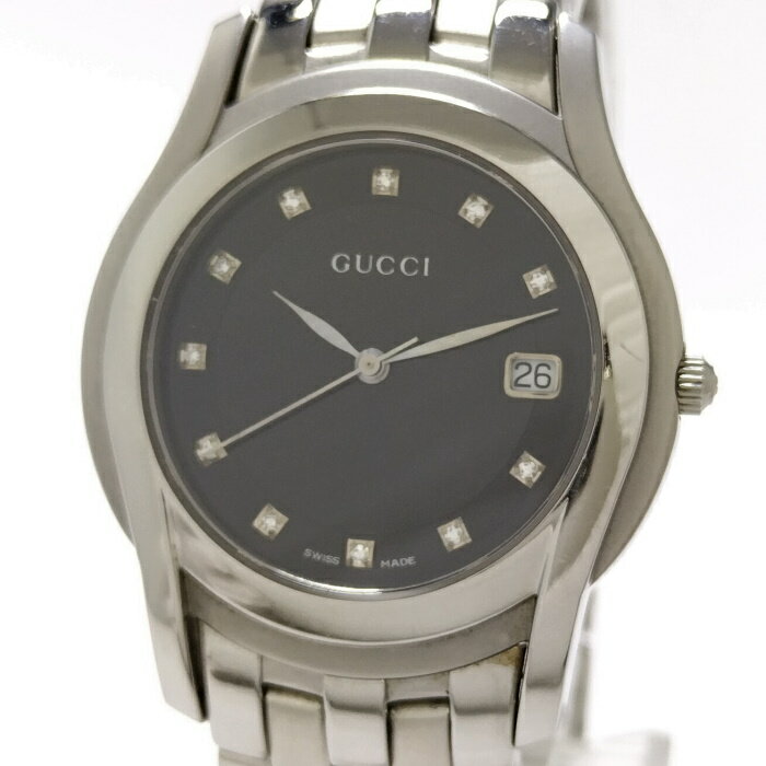 【中古】GUCCI Gクラス メンズ 腕時計 クオーツ SS ブラック文字盤 5500M