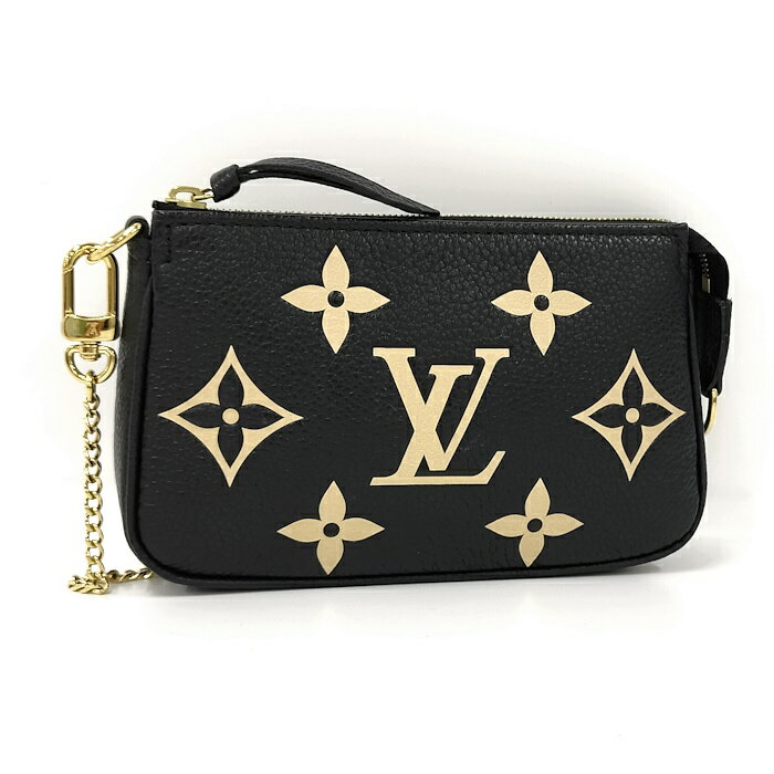 楽天サカイのリサイクルショップ【中古】LOUIS VUITTON ミニポシェットアクセソワール アクセサリーポーチ モノグラムアンプラント ブラック ベージュ M80732