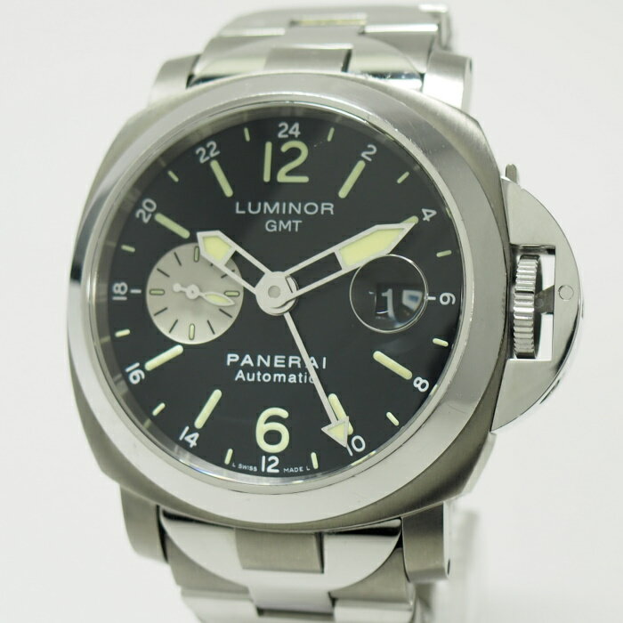 【中古】PANERAI ルミノールGMT デイト 自動巻き SS ブラック文字盤 PAM00161