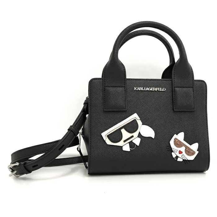 【中古】Karl Lagerfeld 2WAYショルダーバッグ レザー ブラック