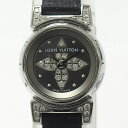 【中古】LOUIS VUITTON タンブール ビジュ クオーツ 革ベルト グレー文字盤 Q151K