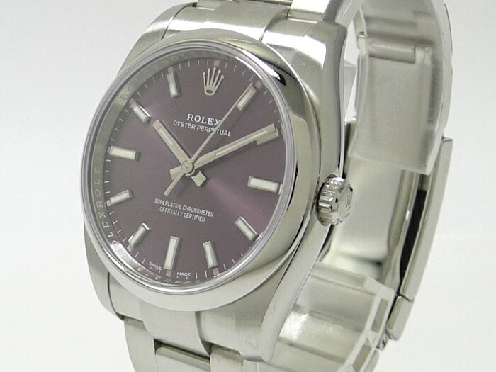 ROLEX オイスターパーペチュアル34 自動巻き SS パープル文字盤 ランダムシリアル 114200【中古】