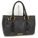 BURBERRY ミニボストンバッグ ノバチェック レザー ブラック【中古】