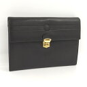 VERSACE 書類 バッグ レザー ブラック【中古】