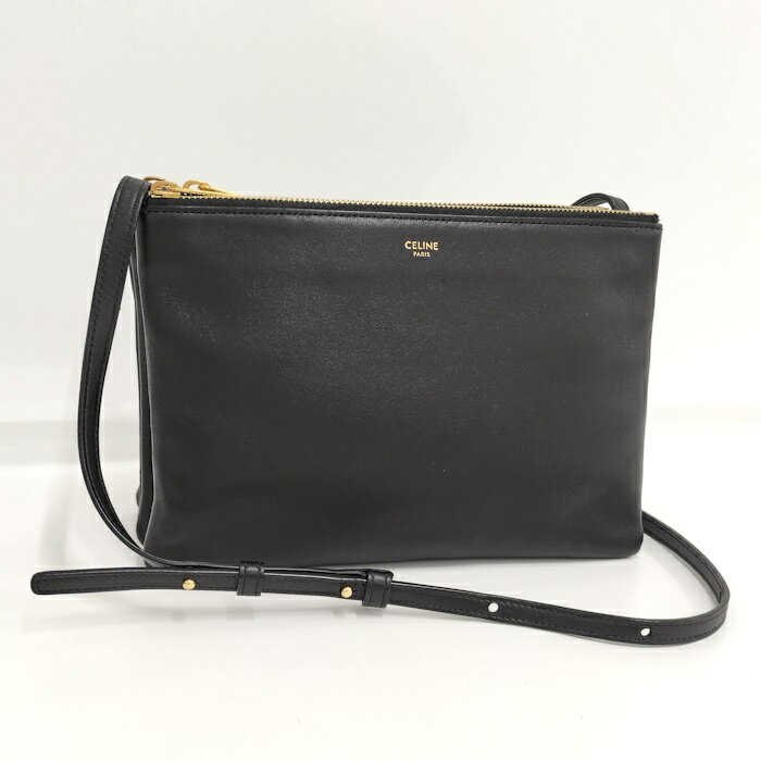 CELINE トリオ ショルダーバッグ レザー ブラック【中古】のサムネイル