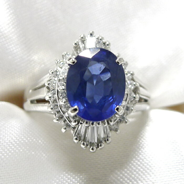 NO BRAND リング Pt900 プラチナ サファイア ダイヤモンド 約5号 約5.7g【中古】