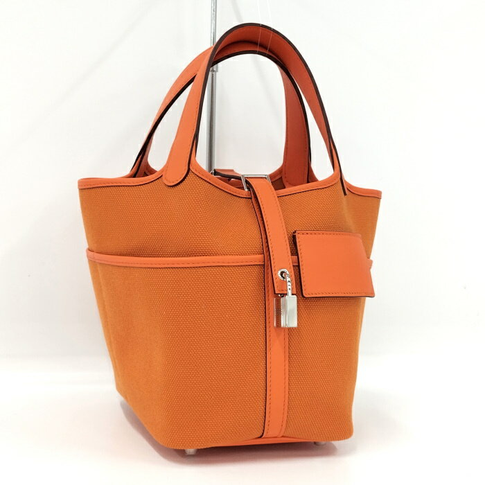 【中古】HERMES ピコタンロックPM カーゴ ハンドバッグ トワルゴエラン オレンジ B刻印のサムネイル