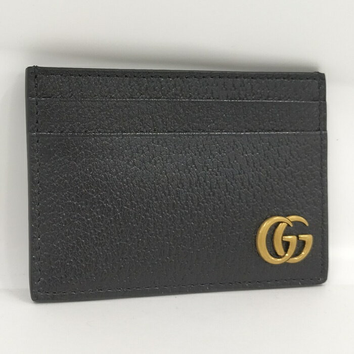 GUCCI カードケース マネークリップ GGマーモント レザー ブラック 436022【中古】