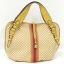 CELINE ハンドバッグ マカダム レザー キャンバス イエロー【中古】
