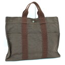 HERMES エールライン MM ハンドバッグ ブラウン キャンバス【中古】