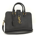 SAINT LAURENT ベイビーカバス 2WAYハンドバッグ レザー ブラック 472466【中古】