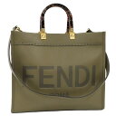 FENDI 2WAYトートバッグ サンシャイン ミディアム レザー カーキ 8BH386【中古】