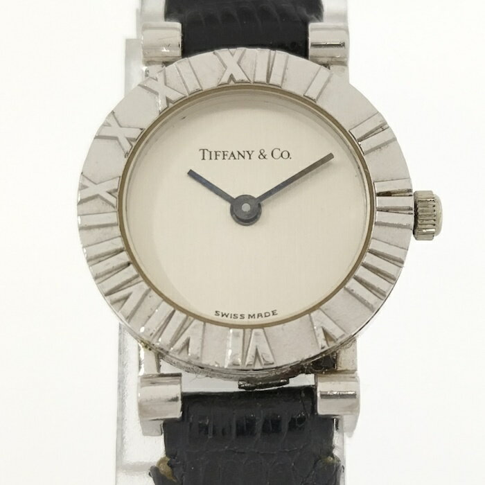 TIFFANY&Co. レディース 腕時計 アトラス クオーツ シルバー レザー アイボリー文字盤 1755【中古】