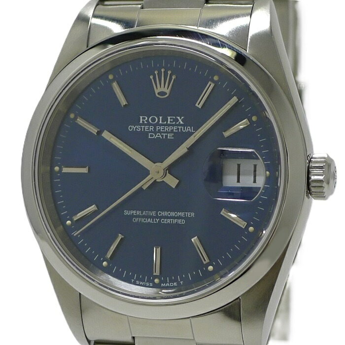ROLEX オイスターパーペチュアルデイト 自動巻き SS ブルー文字盤 U番 15200【中古】